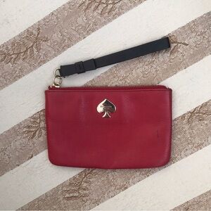 Kate Spade Red Pebble Leather Bow Wristlet Bag